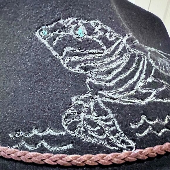 Custom Burnt Black Hat/Sea Turtle/Turquoise Eyes-Women\'s-(Brim & Embers)-New main image 8